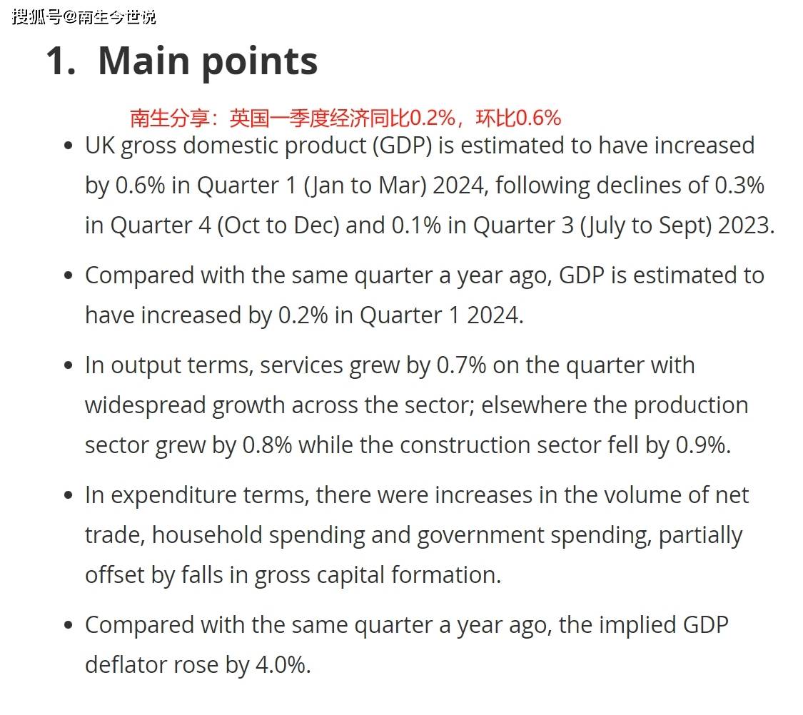 英国公布一季度经济成绩单，与中、美、俄、德、法、韩等国相比如何呢？